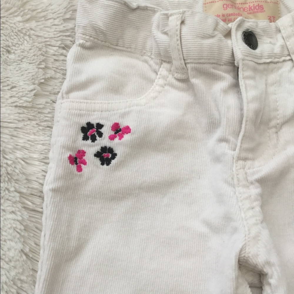 Corduroy embroidered white pants - Picture 3 of 8